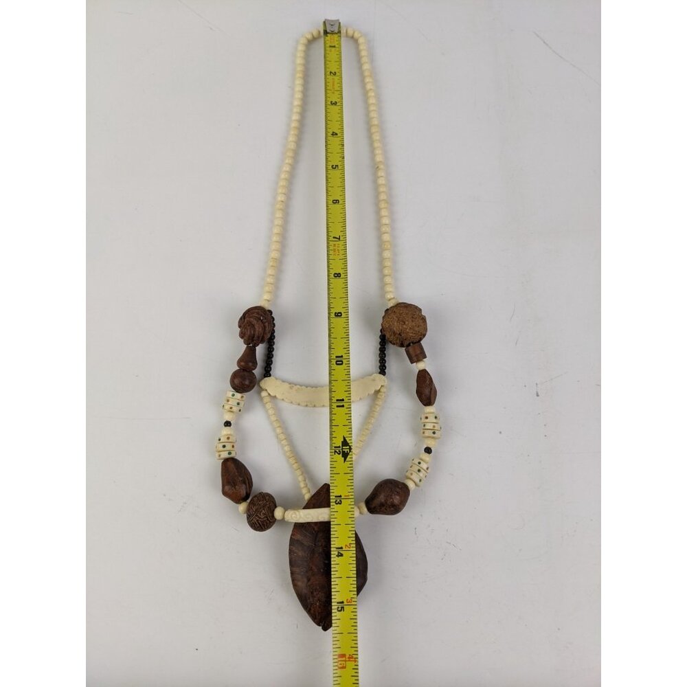 Vintage Burl Wood Seeds Lacquerware Natural Bohemian Boho Necklace Hippie - Picture 7 of 9